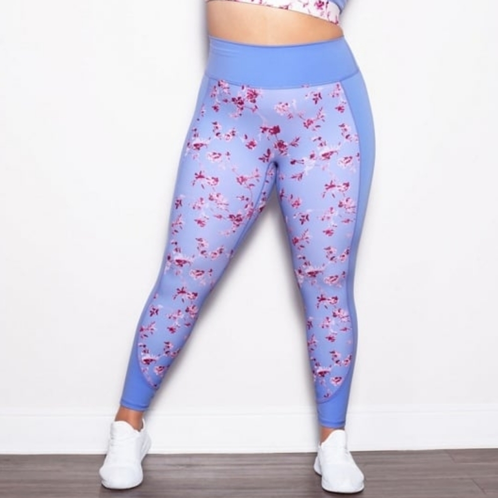 Fabletics Blue Floral Leggings Size 3X Mew Year New You - Picture 14 of 16